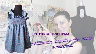 Tutorial vestito corpetto arricciato con punto smock filo elastico senza cartamodello [upl. by Canning]