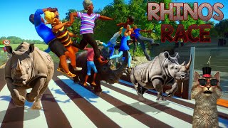 15 RHINOS RACE Animals Racing in Planet Zoo included White Rhino Black Rhino and Woolly Rhino [upl. by Fredela812]