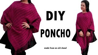 DIY Poncho  How to make a Poncho from an old shawl Hindi [upl. by Pryor319]