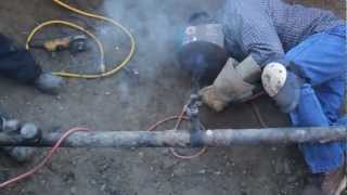 Welding a live natural gas line [upl. by Nylek]