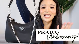 PRADA REEDITION RENYLON 2005 UNBOXING amp FIRST IMPRESSIONS MOD SHOTS  Irene Simply [upl. by Alikam]