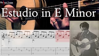 ESTUDIO IN E MINOR  Francisco Tarrega  with TAB  Classical Guitar [upl. by Bevan]