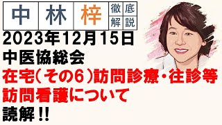 【中林梓】梓の勝手な独り言（2023 12 15中医協総会 在宅（その6）訪問診療・往診等、訪問看護について） [upl. by Lebam434]