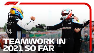 Best Moments Of Teamwork In The 2021 F1 Season So Far [upl. by Dranrev701]