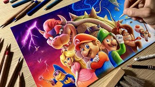 Drawing The Super Mario Bros Movie Alternative Poster • Time Lapse [upl. by Anyd63]