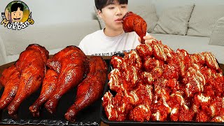 ASMR MUKBANG 슈프림 양념 치킨먹방 BBQ 자메이카 통다리 짜파게티 먹방 amp 레시피 FRIED CHICKEN EATING SOUND [upl. by Akym]