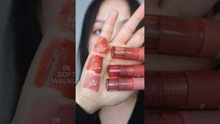 08 DUSTY BEIGE VS 12 SALMON BRICK VS 06 SOFT WALNUT  YesStyle Code Lululand05 shorts liptint [upl. by Yelsha]