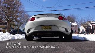 ND Miata OFH with GWR SuperQ TT beforeafter resonator add [upl. by Gilba]