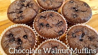 One Bowl Muffins  Chocolate Walnut Muffins  Double Chocolate Muffins  Eggless Chocolate Muffins [upl. by Tommi]