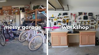 MESSY GARAGE TO WORKSHOP  STORAGE pt 1 [upl. by Anoif]