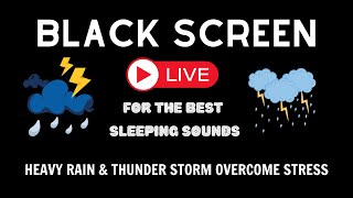 Serenity Through Storms Thunder and Rain for Deep Relaxation  Black Screen Live 11 Hours [upl. by Ferne]