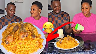 PICK AND EAT MUKBANG CHALLENGE AFRICAN FOOD MUKBANG JOLLOF RICE AND CHICKEN [upl. by Balthazar]