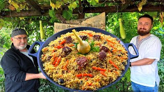 PLOV RECIPE Traditional Uzbek Pilaf with Meat Outdoor Cooking [upl. by Eriha]