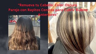 “Renueva tu Cabello Color Oscuro Parejo con Rayitos Cenizos para Cubrir Rubios Anteriores” [upl. by Ynehteb912]