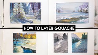 Gouache Landscape Tutorial ✶ How to layer gouache  Color Master Studies [upl. by Bannasch20]