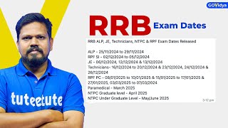 RRB Exam Dates  ALP Technician JE RPF Paramedical amp NTPC rrbntpc rrbjeclasses [upl. by Ellehcyar]