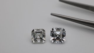 5A White CZ Asscher cut stones VS EF white Moissanite Asscher Cut Gemstones [upl. by Erehs107]