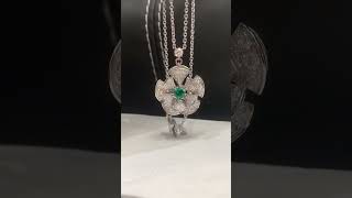 Bulgari 18k White Gold Emerald And Pavé Diamond Divas’ Dream Pendant Necklace [upl. by Ayana110]