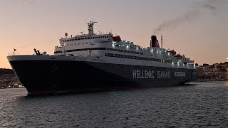 Departure of Nissos Rodos Blue Star Ferries from Mytilene Port – September 2024 [upl. by Ennovehs]