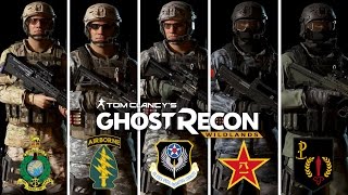 Ghost Recon Wildlands Special forces Outfits Royal Marines Green berets US Airforce PLA IARW [upl. by Katy23]