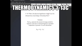 Thermodynamics 313C What is the physical significance of hfg Can it be obtained from a [upl. by Eula]