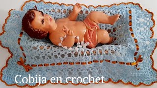 Cobija para niño Dios 👶🏼💙 tejida en CROCHET WSubtitle in English 🇺🇸 [upl. by Ardied966]