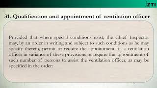 CMR Regulation 31 Qualification and Appointment of Ventilation Officer [upl. by Odlanar]