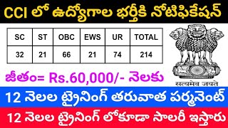 CCI Recruitment 2024  Latest Central Government Jobs 2024  Job Updates in Telugu [upl. by Joshia722]