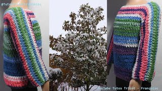 Tuto Tricot Mesures en cm et nombre de mailles Pull Tube Adulte 3436 à 54 56 toutes laines [upl. by Warton572]