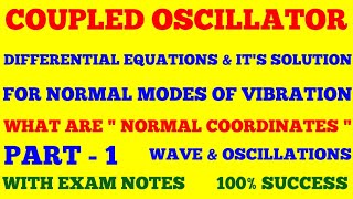 COUPLED OSCILLATOR  NORMAL MODES NORMAL COORDINATES OF COUPLED OSCILLATOR  WAVE amp OSCILLATIONS [upl. by Alvira]