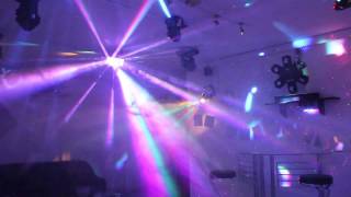 Home Disco Lights synchronized to Music 4 Scanners Moving Heads Lasers DMX controlled [upl. by Reeher420]