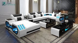 Omont Modern Leather Sectional with Console  Futuristic Furniture  Jubilee Furniture [upl. by Earissed]