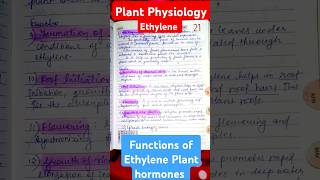 ETHYLENE PLANT HORMONE PART 2  FUNCTIONS OF ETHYLENE IN PLANT csirnet msc bsc plantphysiology [upl. by Eisler934]