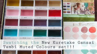 Unboxing the new Kuretake Gansai Tambi Muted Colours set The Art Nouveau Collection  swatching [upl. by Qiratla]