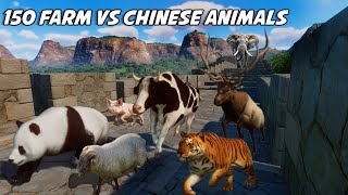 75 Farm Animals VS 75 Chinese Animals Race in Planet Zoo included Elephant Cow Sheep amp Panda [upl. by Aiki]