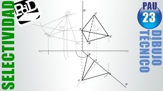 PAU 023 DiédricoTetraedro conocida una arista de una cara vertical Selectividad Madrid2009 [upl. by Noletta]