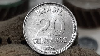 MOEDA DE 20 CENTAVOS ANO 1986 VOCÊ GUARDOU ALGUMA OLHA O VALOR 💲 6 A 12 REAIS ✌ JESUS É BOM IRMÃOS [upl. by Kermie]