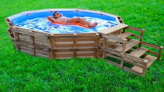 Homemade POOL From PALLET [upl. by Isolt]