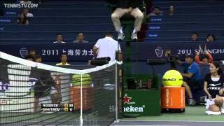 Roddick Hits Hot Shot Running Forehand Vs Dimitrov [upl. by Mullen]