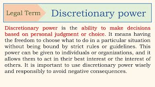 Discretionary power meaning [upl. by Beaston]