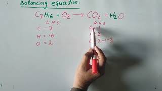 Balancing C7H16O2 CO2 H2O  combustion of heptane [upl. by Ahseele]