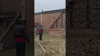 Aging brick wall demolition process [upl. by Selie]