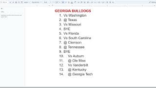 Georgia Bulldogs Schedule for College Football 25 [upl. by Vick14]