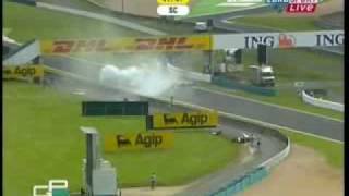 GP2 massive crash at Magny Cours 2007 [upl. by Atteragram58]