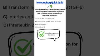 Immunology Quick Quiz 💉🦠 biology immunosciences science immunity immunomodulatory immunology [upl. by Nylirrej]