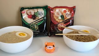 NISSIN RAOH TONKOTSU amp SOY SAUCE FLAVOR RAMEN REVIEW [upl. by Aidaas]