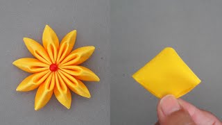 DIY Ribbon Flowers  How To Make an adorable fabric flower in just few minutes  Ribbon Art [upl. by Avonasac]