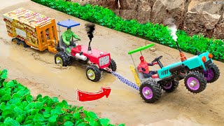 Diy tractor stuck in mud with full ParleG Loading science project  DIY tractor video  Sunfarming [upl. by Winzler]