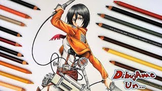 Dibujando a MIKASA Ackerman from Attack on Titan  Drawing MIKASA from Shingeki no kyojin [upl. by Rolanda]