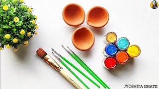 3 Easy Ways To Decorate Plain Diya At Home  DIY Diya Painting Ideas  Diwali Decoration [upl. by Diskson]